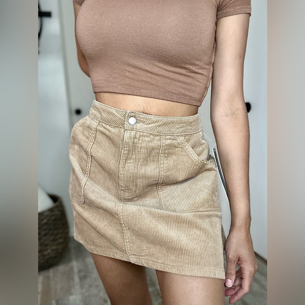 Beige Corduroy Skirt